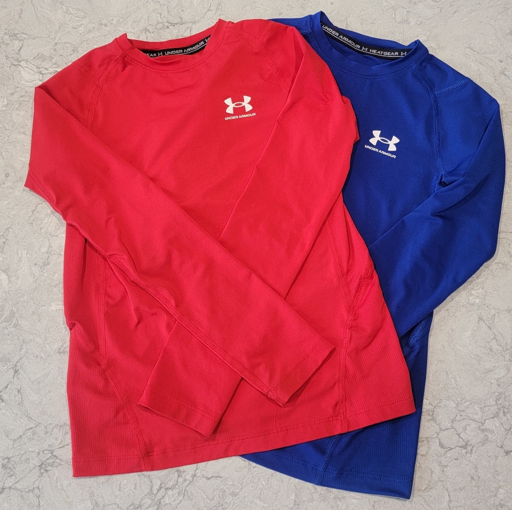 Bundle of 2 Boys Under Armour HeatGear Armour Long Sleeved Shirts - EUC, YM